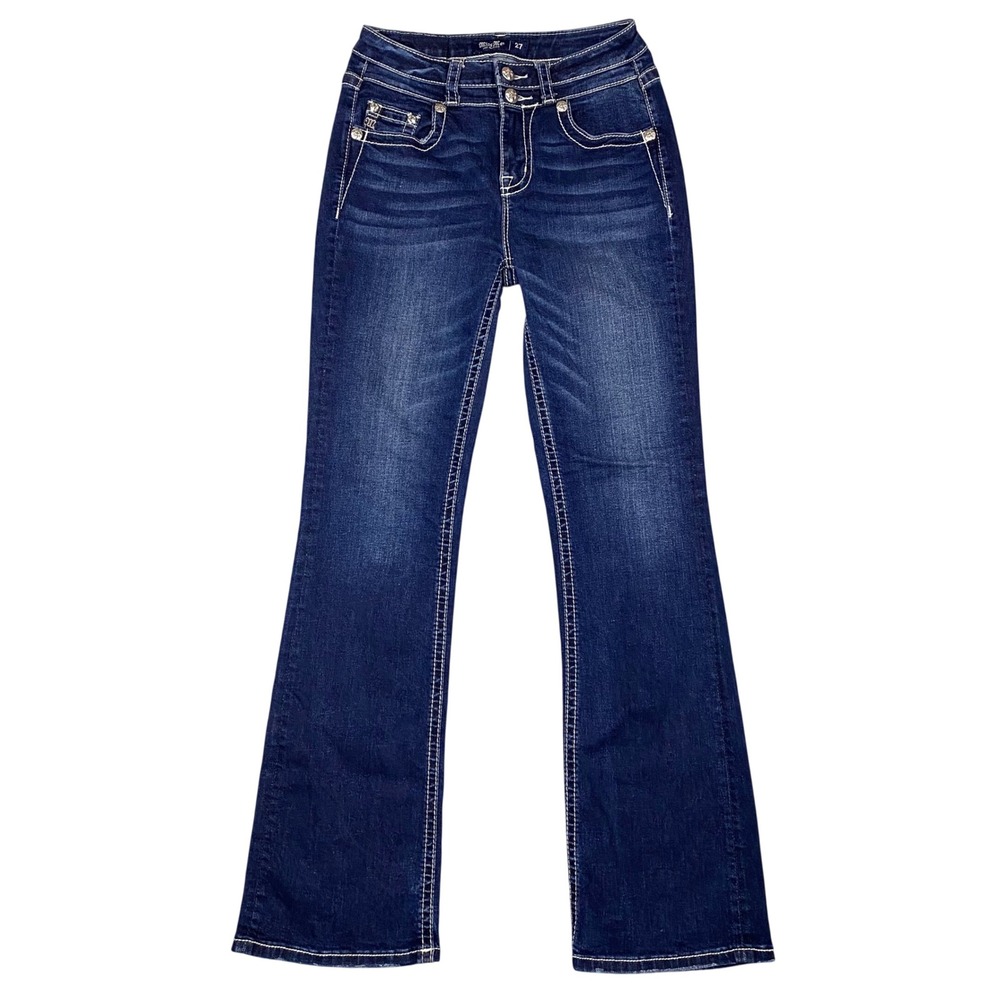 Miss Me‎ Longhorn Embellished High Rise Bootcut Jeans Womens 27 Dark Wash